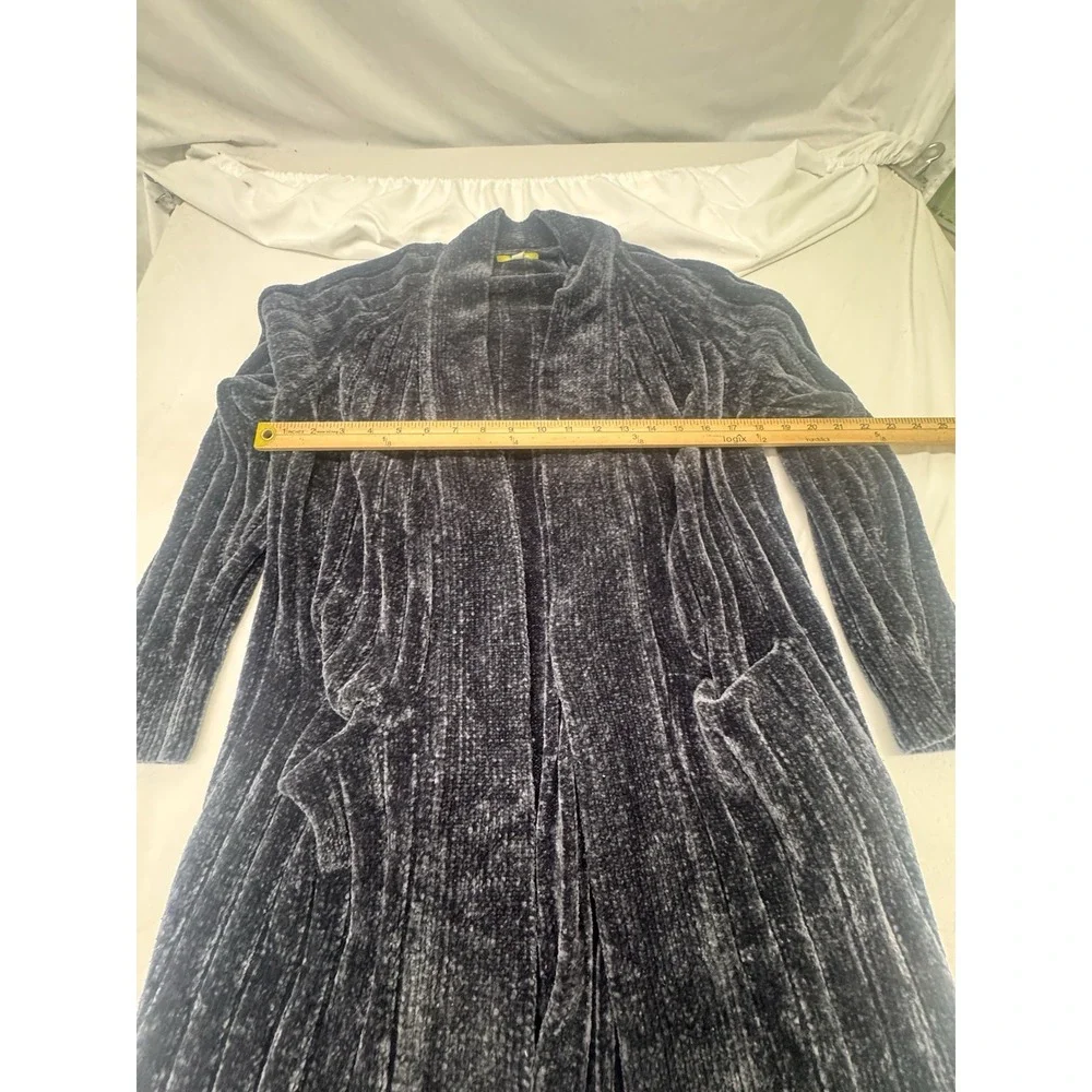 Gianni Bini Gray‎ Chenille Ribbed Open Front Longline Cardigan Sweater Small